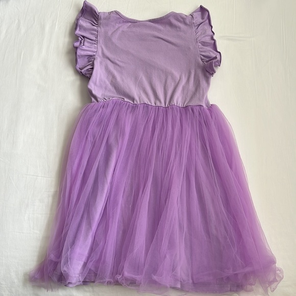 Girl’s Purple Short Sleeve Dress with Tulle Skirt Size 7 - Picture 3 of 6